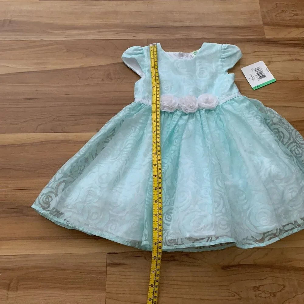 Little Me Baby Girls' Dress Size 18 Months Aqua Floral Dressy Cap Sleeve NWT